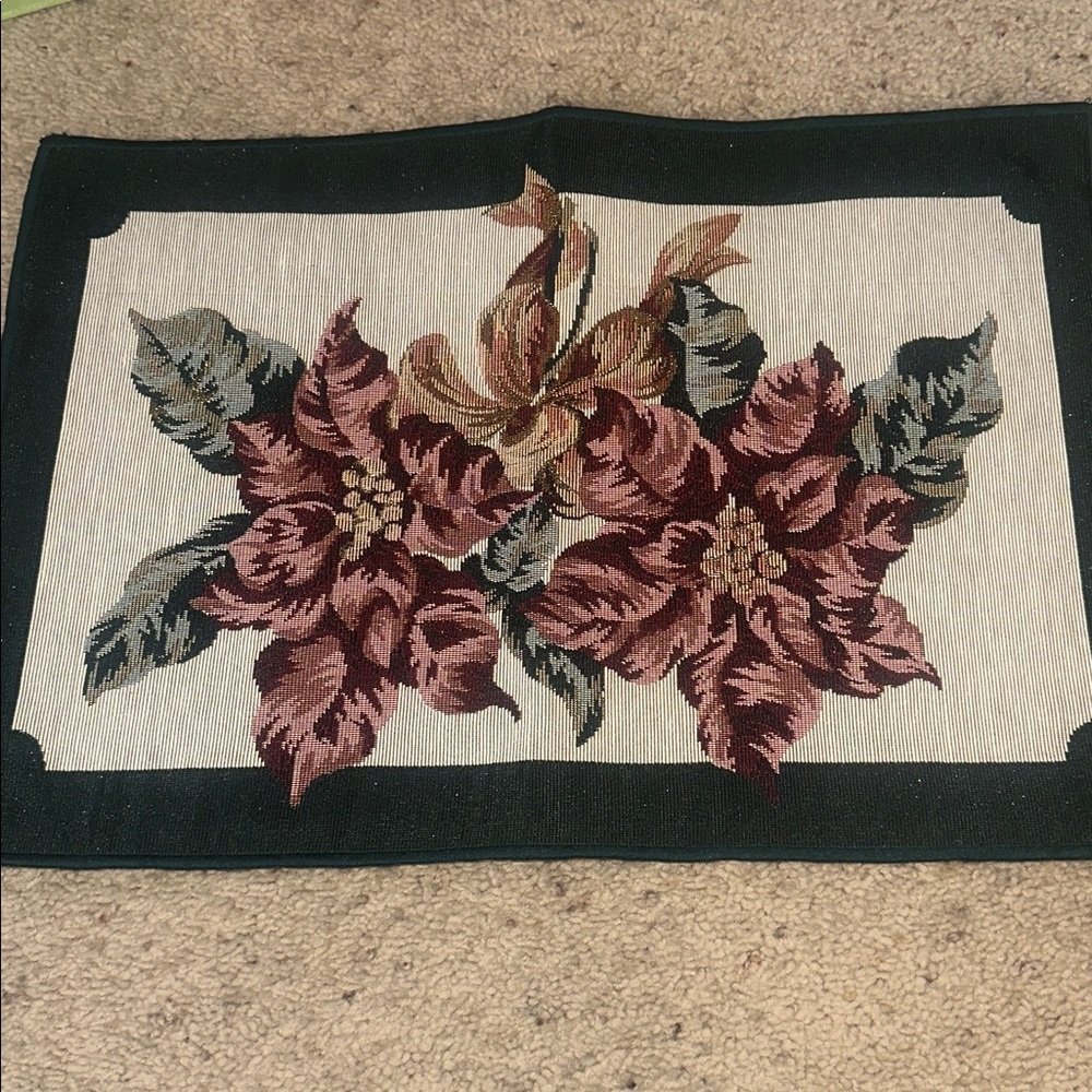 Festive Holiday Placemat assortment of 5- Red, Green, Burgundy, and Cream - Picture 4 of 12